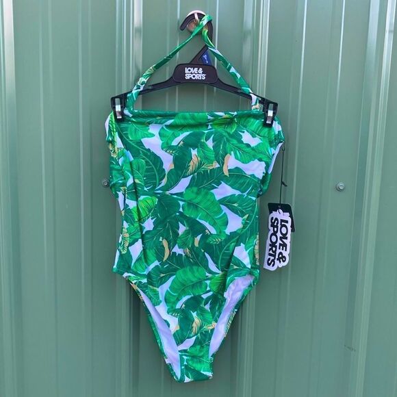 Women's Tropical Print One Piece Bathing Suit Swimsuit Size XS - Picture 2 of 11
